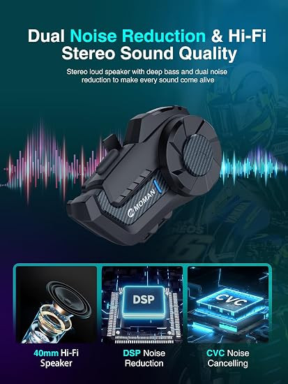 اینترکام کلاه موتورسواری مدل MOMAN H2 Pro 2-Rider Kit