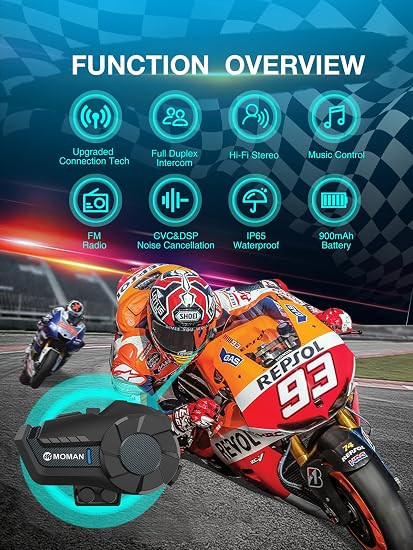 اینترکام کلاه موتورسواری مدل MOMAN H2 Pro 2-Rider Kit