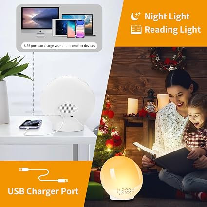 ساعت دیجیتالی زنگ دار چراغ خواب مدل Wake up light alarm clock jn01