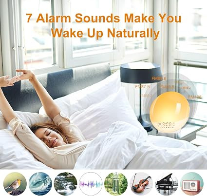 ساعت دیجیتالی زنگ دار چراغ خواب مدل Wake up light alarm clock jn01