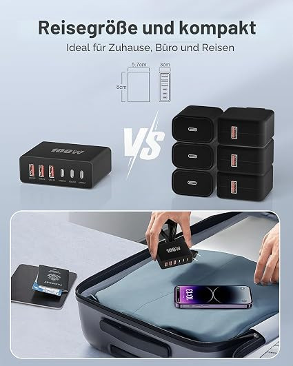 شارژر USB C شش پورته
