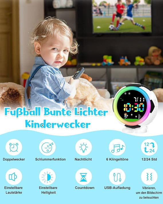 ساعت زنگدار کودکانه طرح فوتبال مدل football childrens alarm clock 536