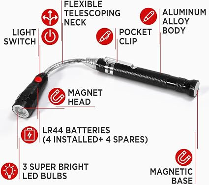 چراغ مگنتی تلسکوپی مدل Hinshark Led Magnetic